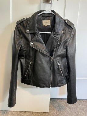 Sezane Zig Black Leather Moto Jacket